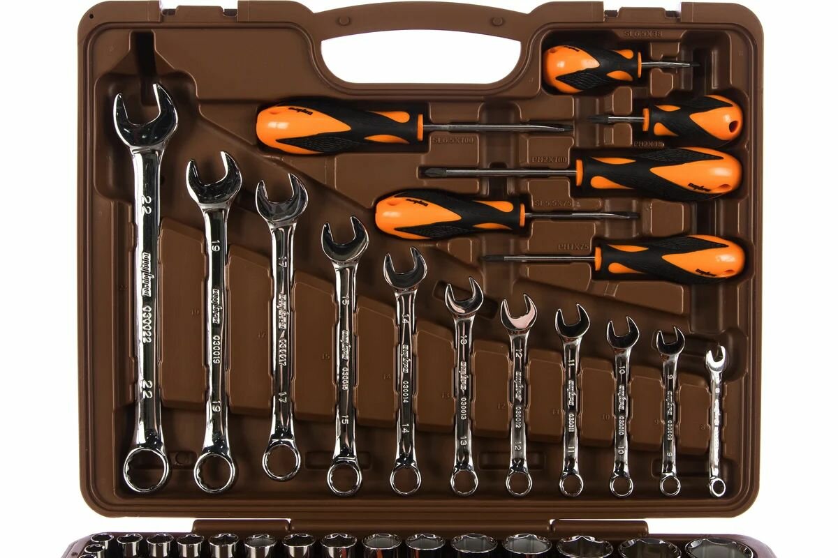 Набор инструмента универсальный 1/4", 1/2"DR, 55 предметов Ombra — фото 1