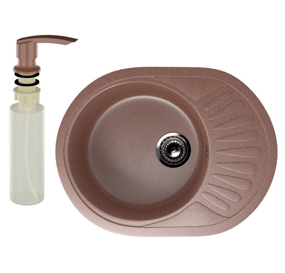 Мойка кухонная Ulgran U-107m 307 57x45 с крылом овальная коричневая матовая российская