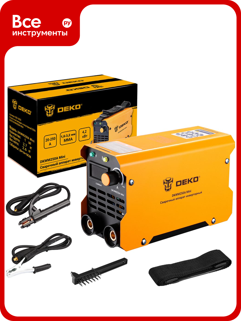 Сварочный аппарат инверторный DEKO 250А DKWM250A Mini 080-3000