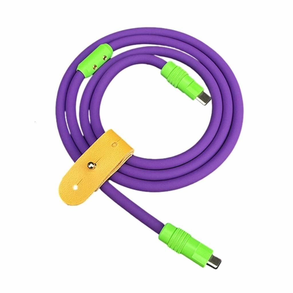 Подходящий по цвету силиконовый кабель для передачи данных 100 Вт для быстрой зарядки мобильного телефона 1 м фиолетовый