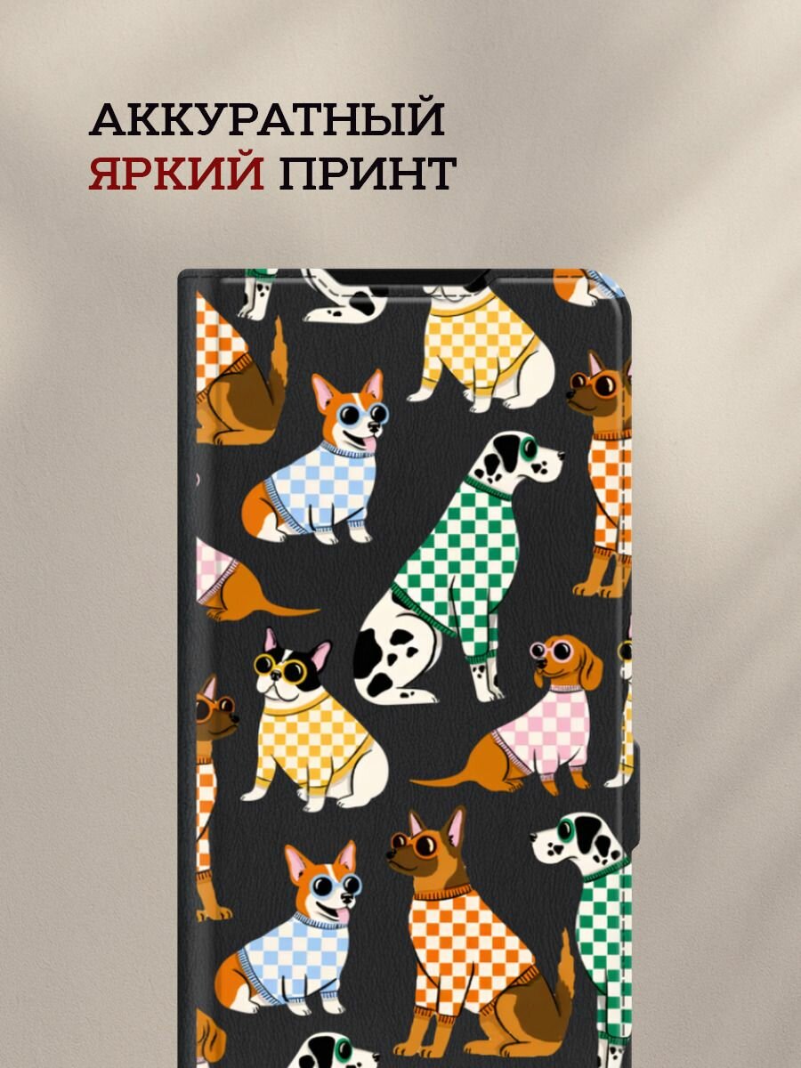 Чехол-книжка на Xiaomi Redmi 14C/Poco C75 4G/Redmi A4 5G/Poco M7 5G / Сяоми Редми 14C с принтом Крутые песели, черный — фото 1