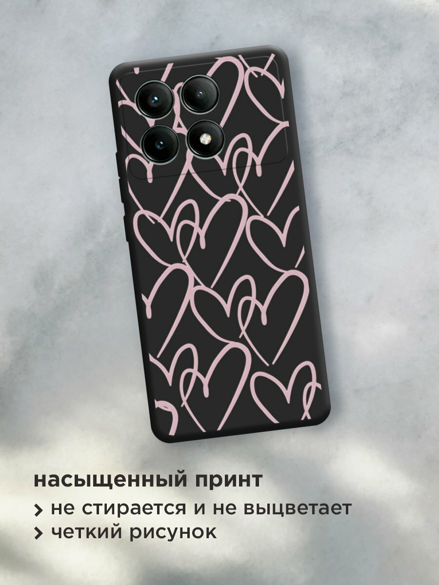Чехол на Xiaomi Poco X6 PRO 5G / Поко x6 pro с принтом "Hearts doodle pink 1" — фото 1