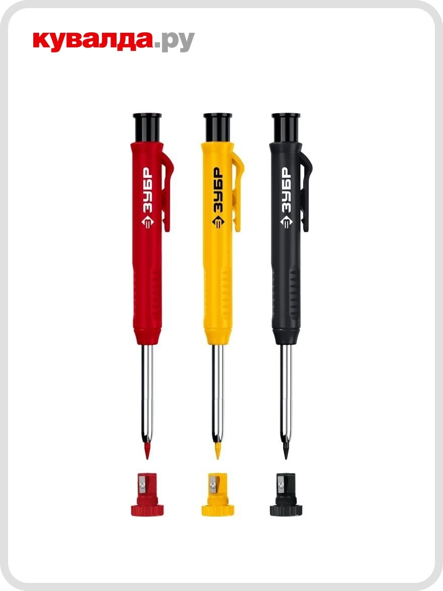 Карандаш строительный ЗУБР Профессионал АСК 18 сменных грифелей: 6ч 6ж 6к автоматический