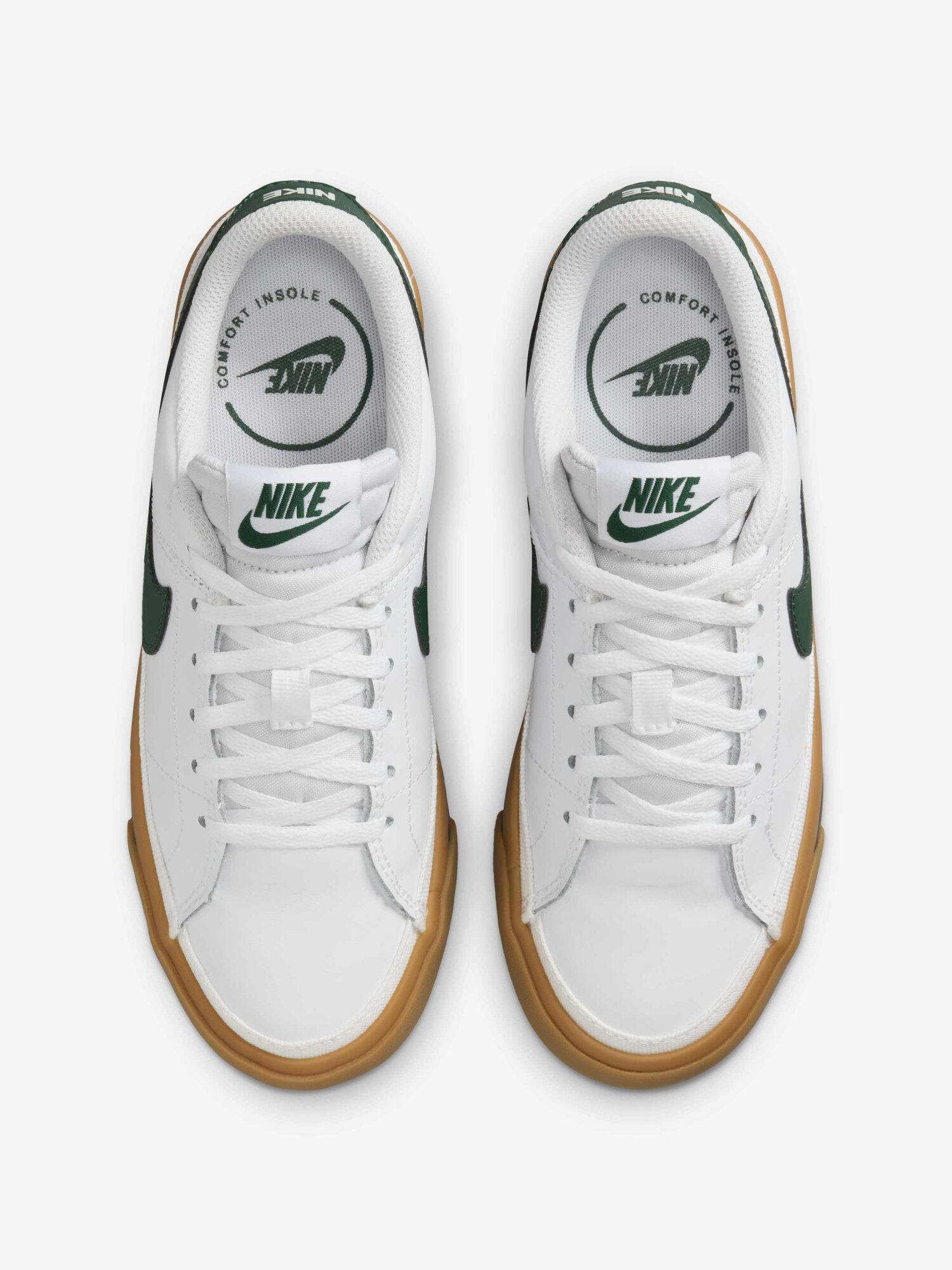 Кеды NIKE Court Legacy, размер 6Y US, белый/зеленый — фото 1