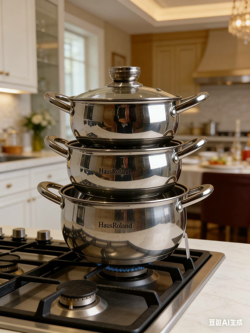 Набор кастрюль Haus Roland, 3 шт, набор кухонной посуды,2, 3, 6 литр, для кухни, для дома, 3 шт