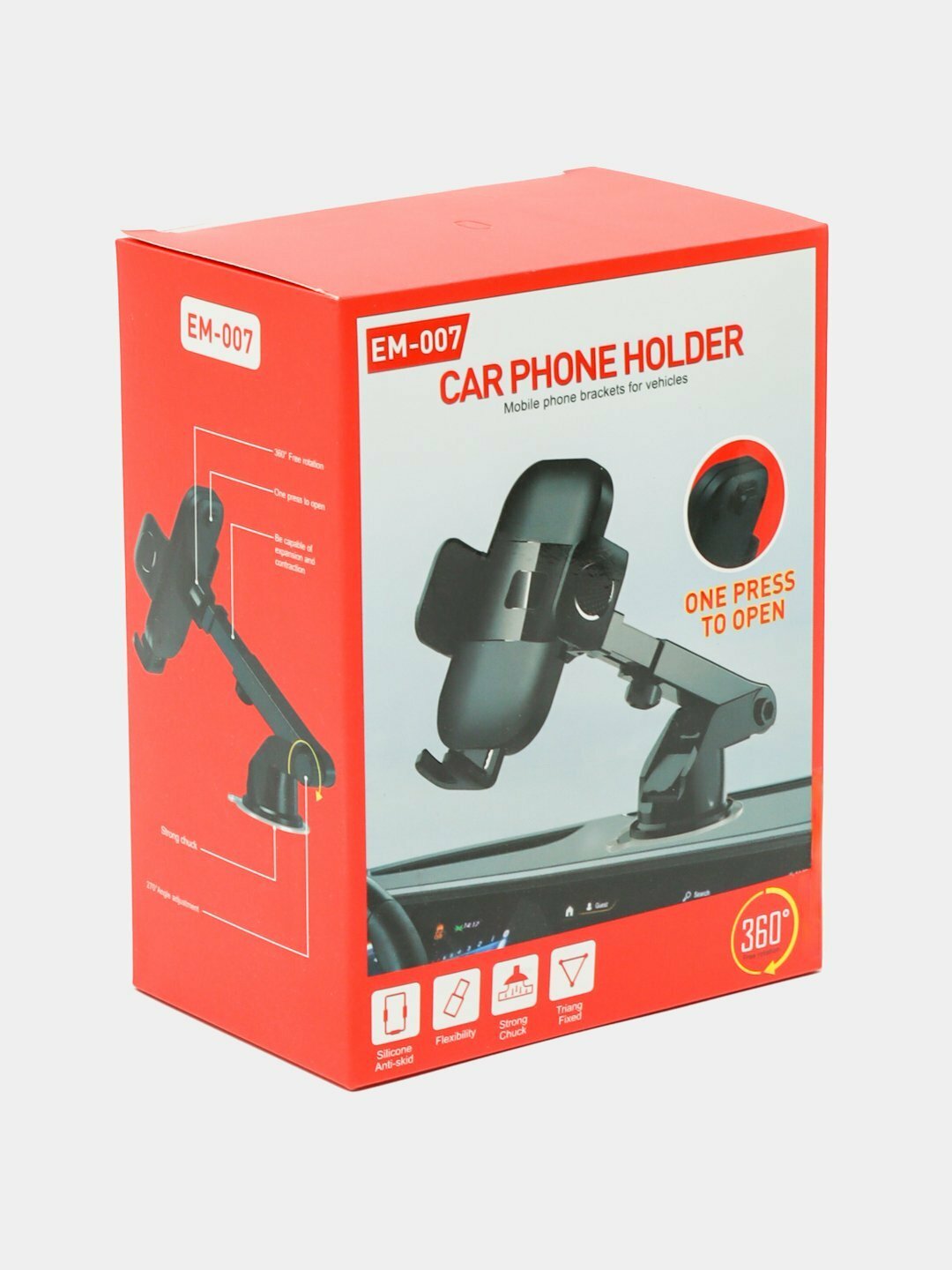 Держатель для телефона EM-007 m, магнитный, универсальный, красный — фото 1