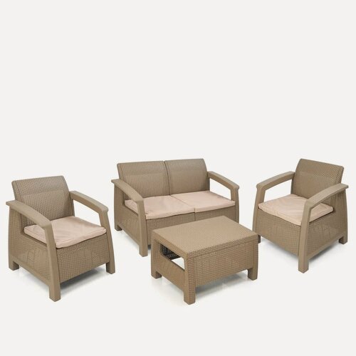 Изображение товара Комплект садовой мебели Elfplast "Holiday XL", пластик, 4 персоны, бежевый