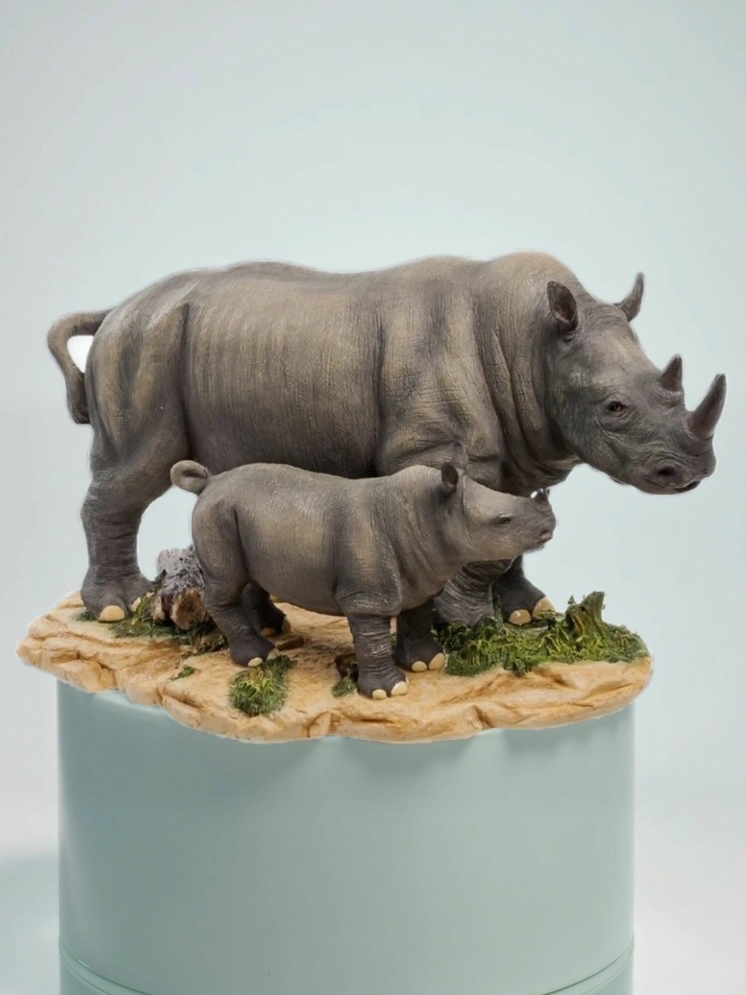 Статуэтка Носорог с детенышем, 30*18*17см, полистоун, цвет серый