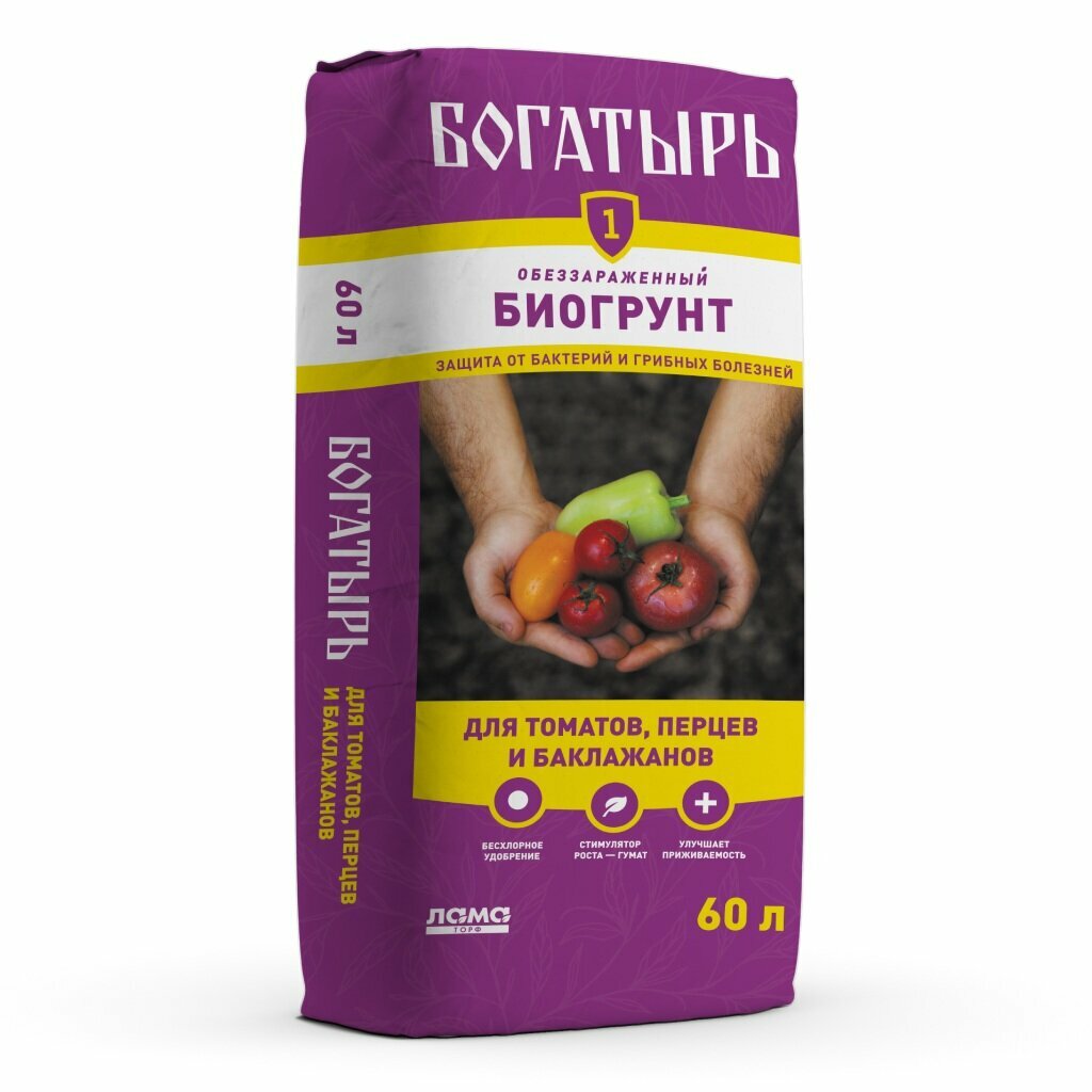 Грунт Богатырь  для томатов  перцев  баклажанов  60 л  Лама Торф