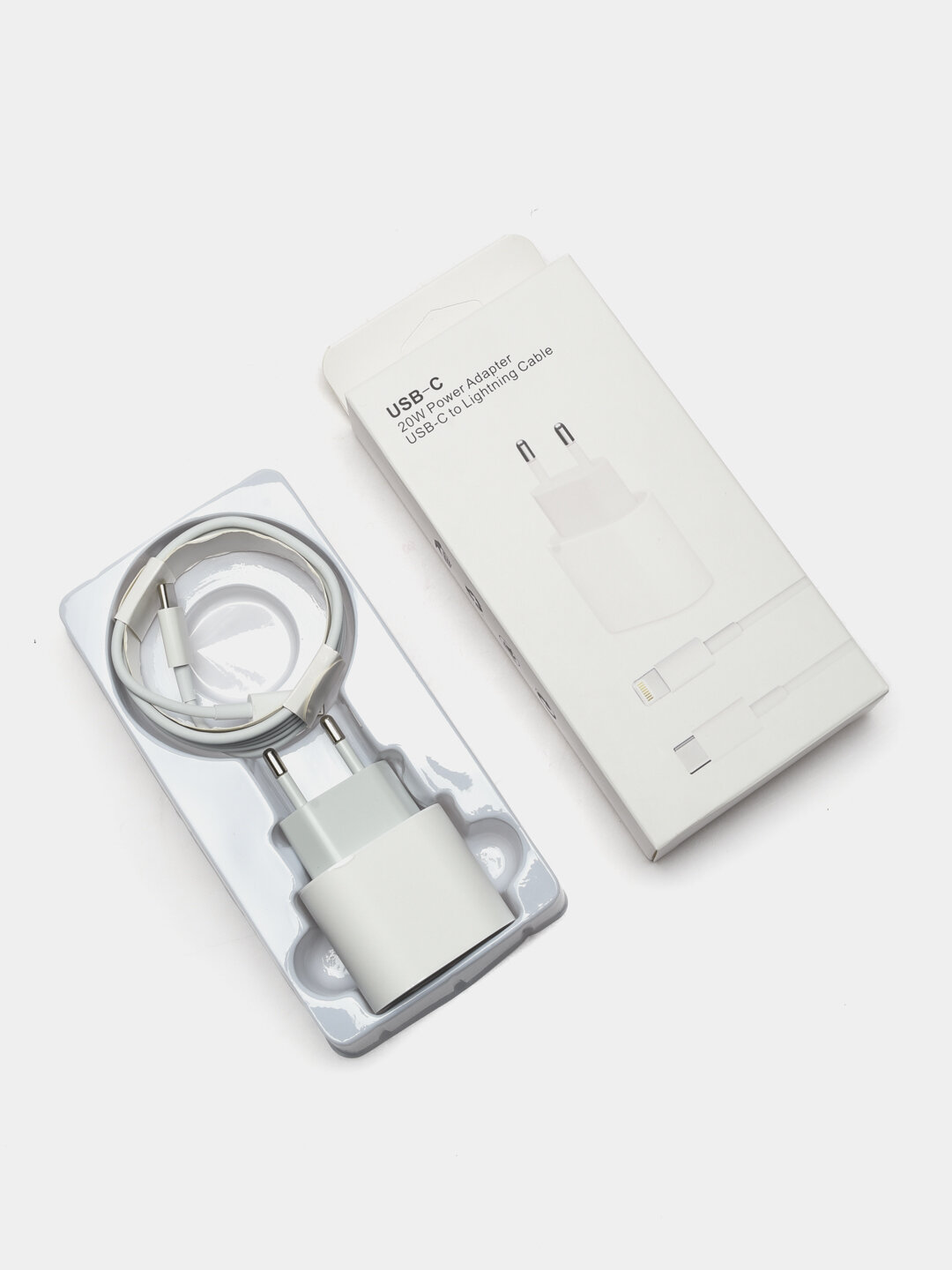 Зарядное устройство для iPhone, блок, кабель Type-C/Lightning, с быстрой зарядкой 20 Вт — фото 1