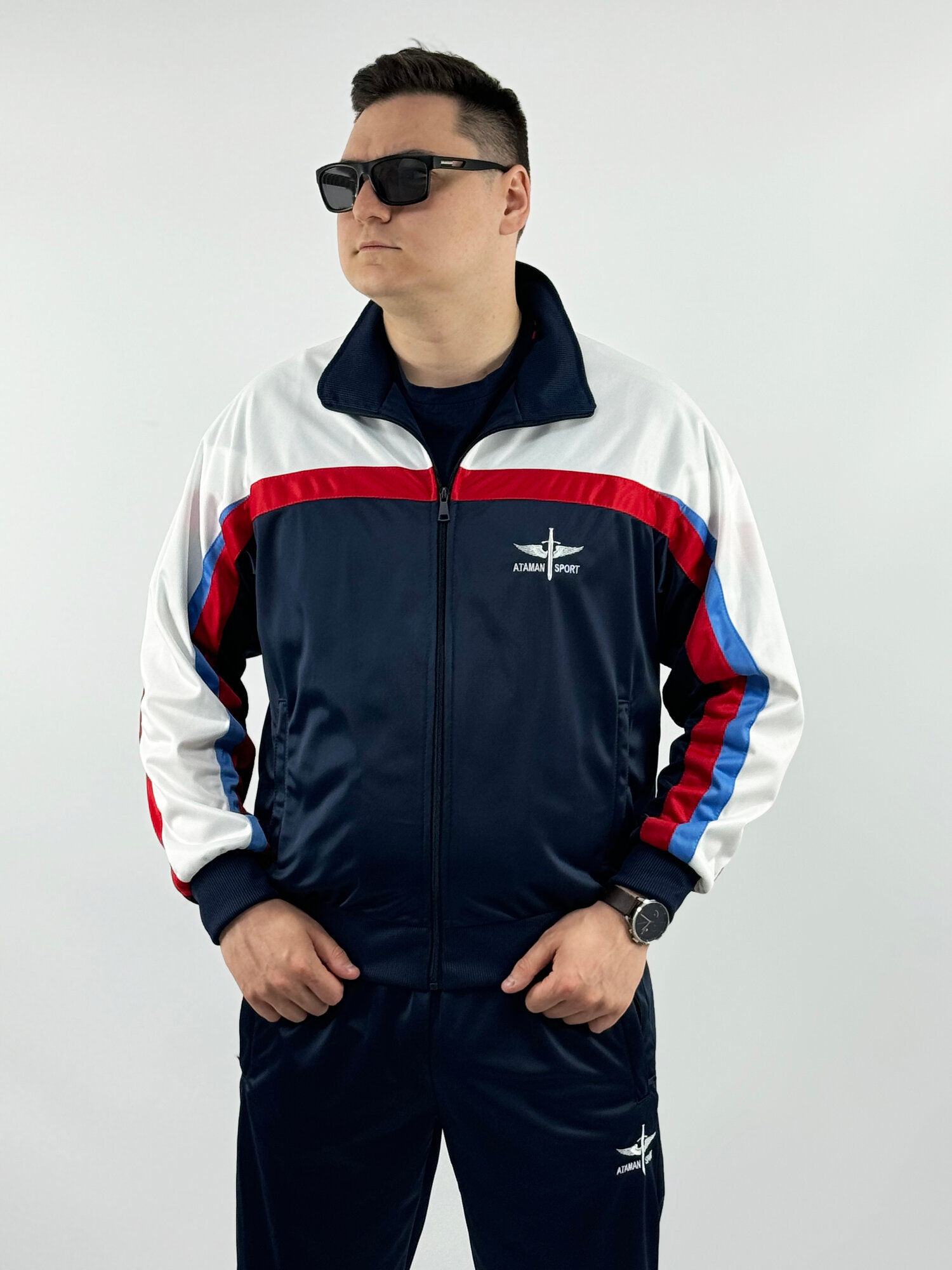Костюм спортивный , размер 4XL, синий/белый