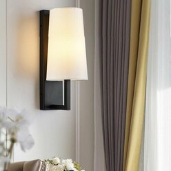 Настенный светильник для спальни с тканевым абажуром, E27, тёплый свет