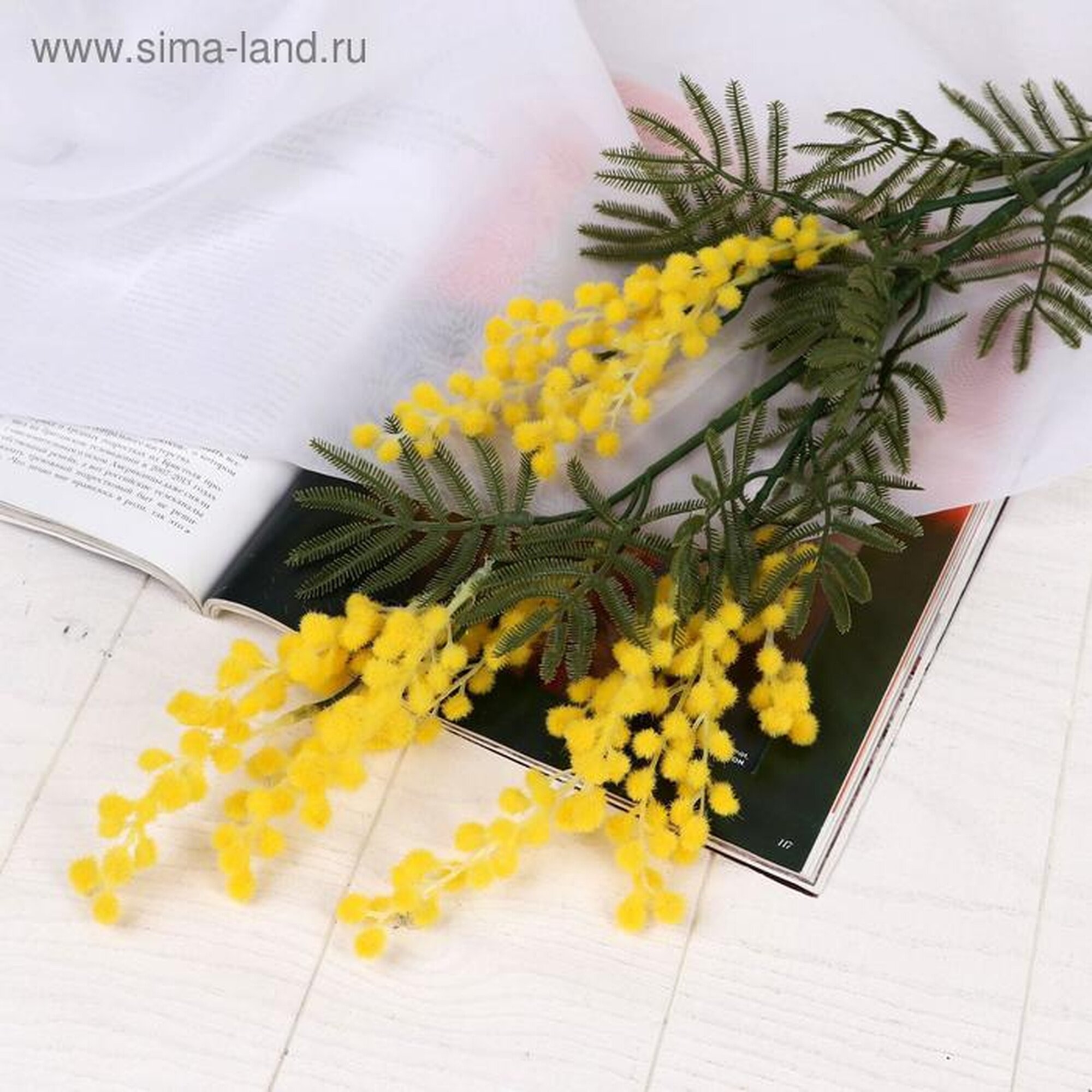 Искусственные цветы Poetry in flowers "Мимоза" пластик 65см желтые