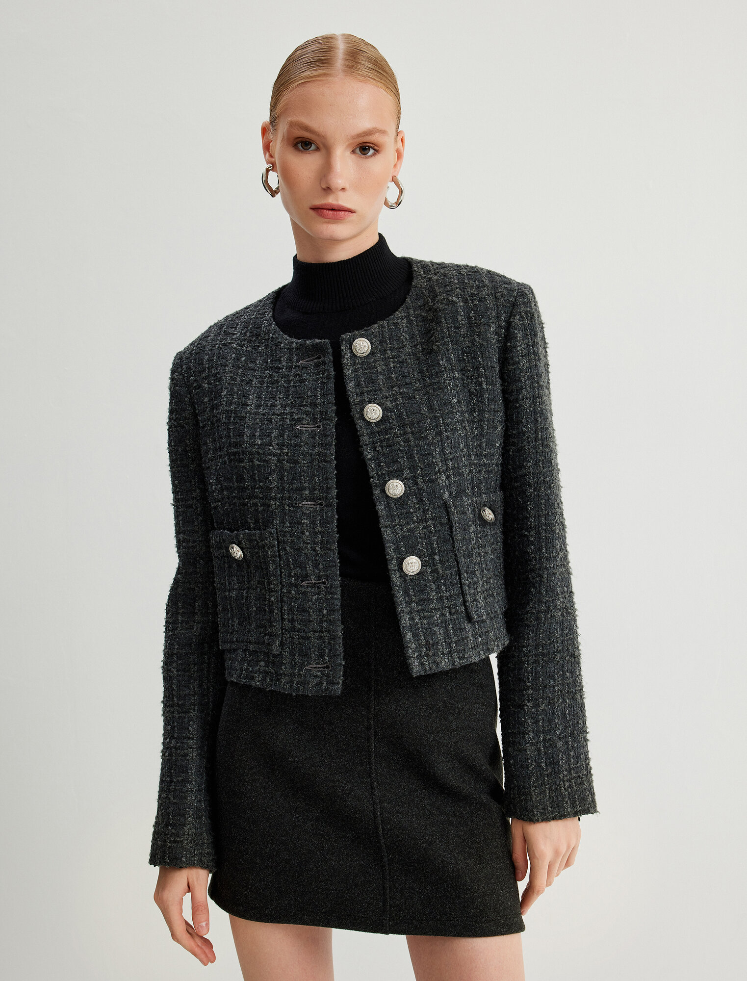 Кейп KOTON, размер 34, темно-серый — фото 1