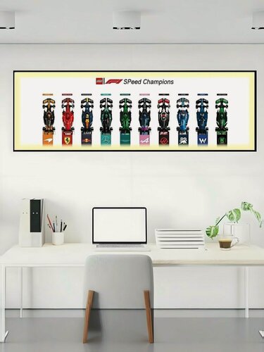 Изображение товара Постер Speed Champion F1, Подходит для гоночных автомобилей Lego, зеркало S-класса, 120x45x3,5 см, рама из алюминиевого сплава.