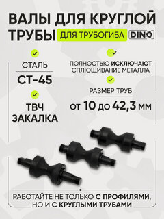 Изображение товара Набор валов для трубогиба Helicon "дино", для круглых труб, металл, 3 валка, черный