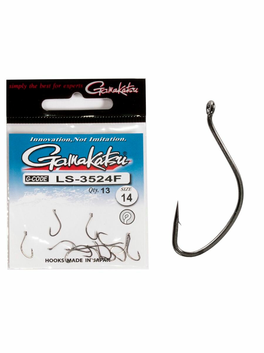 Крючки Gamakatsu LS-3524F NEW LABEL EYED HOOKS BLACK размер 14 (упк.13шт.)