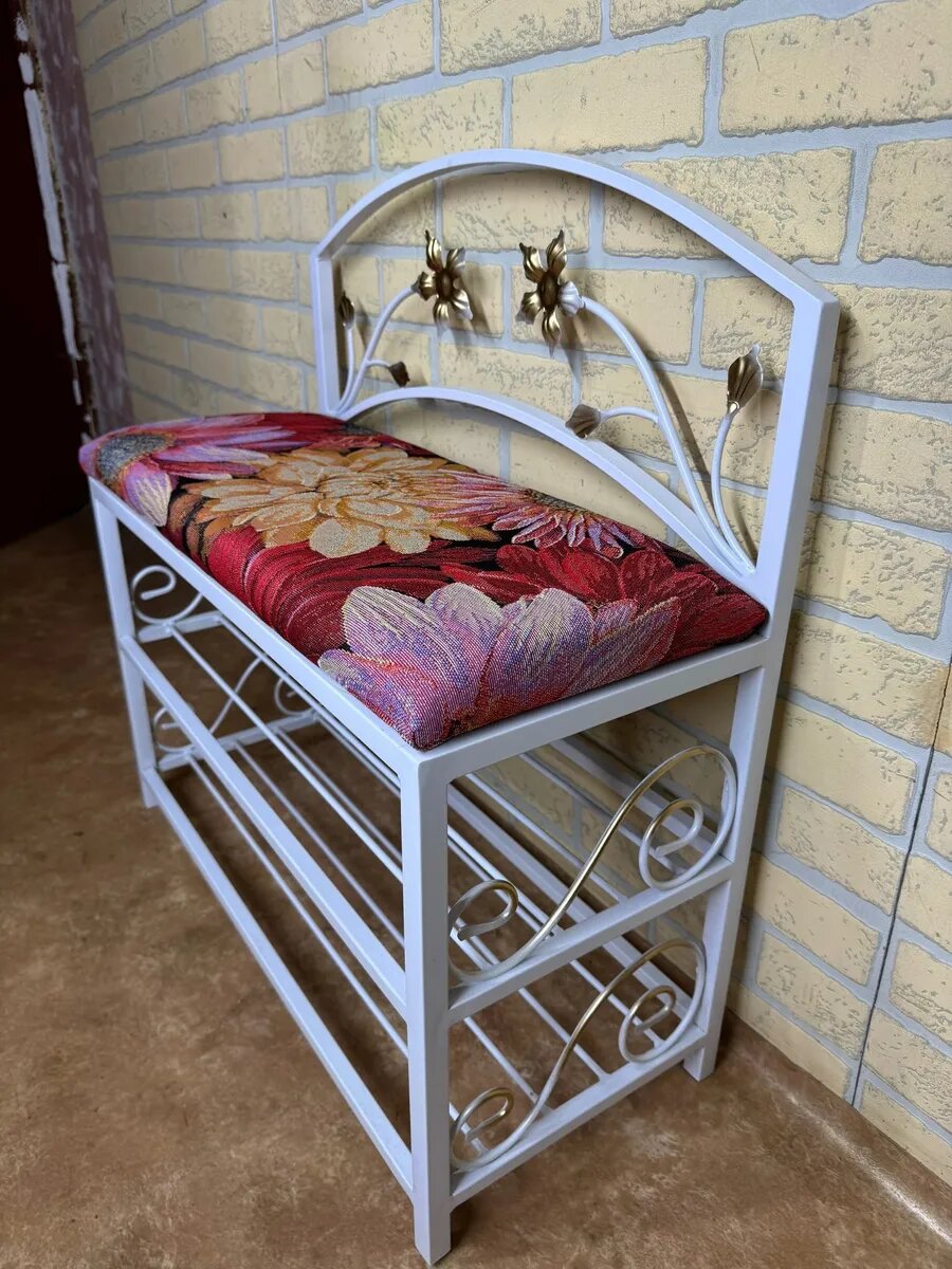 Кованая банкетка №04, Студия кованой мебели Нива, цвет красный — фото 1