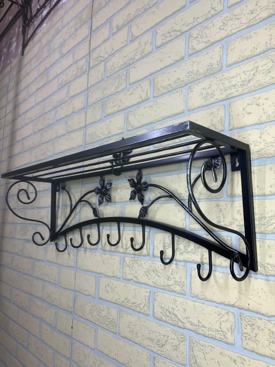 Вешалка настенная, кованая, Студия кованой мебели Нива, цвет античное серебро