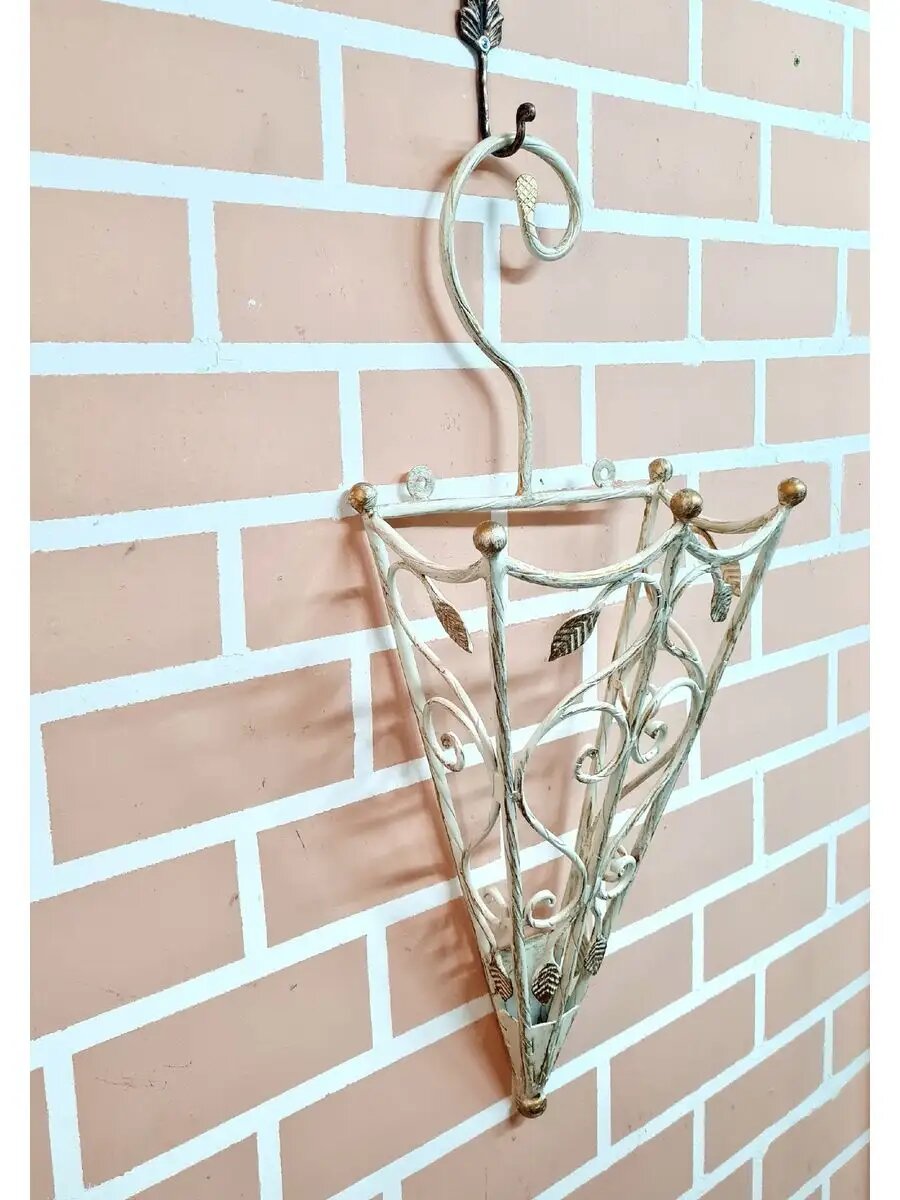 Кованая подставка для зонтов, Студия кованой мебели Нива, цвет слоновая кость/патина — фото 1