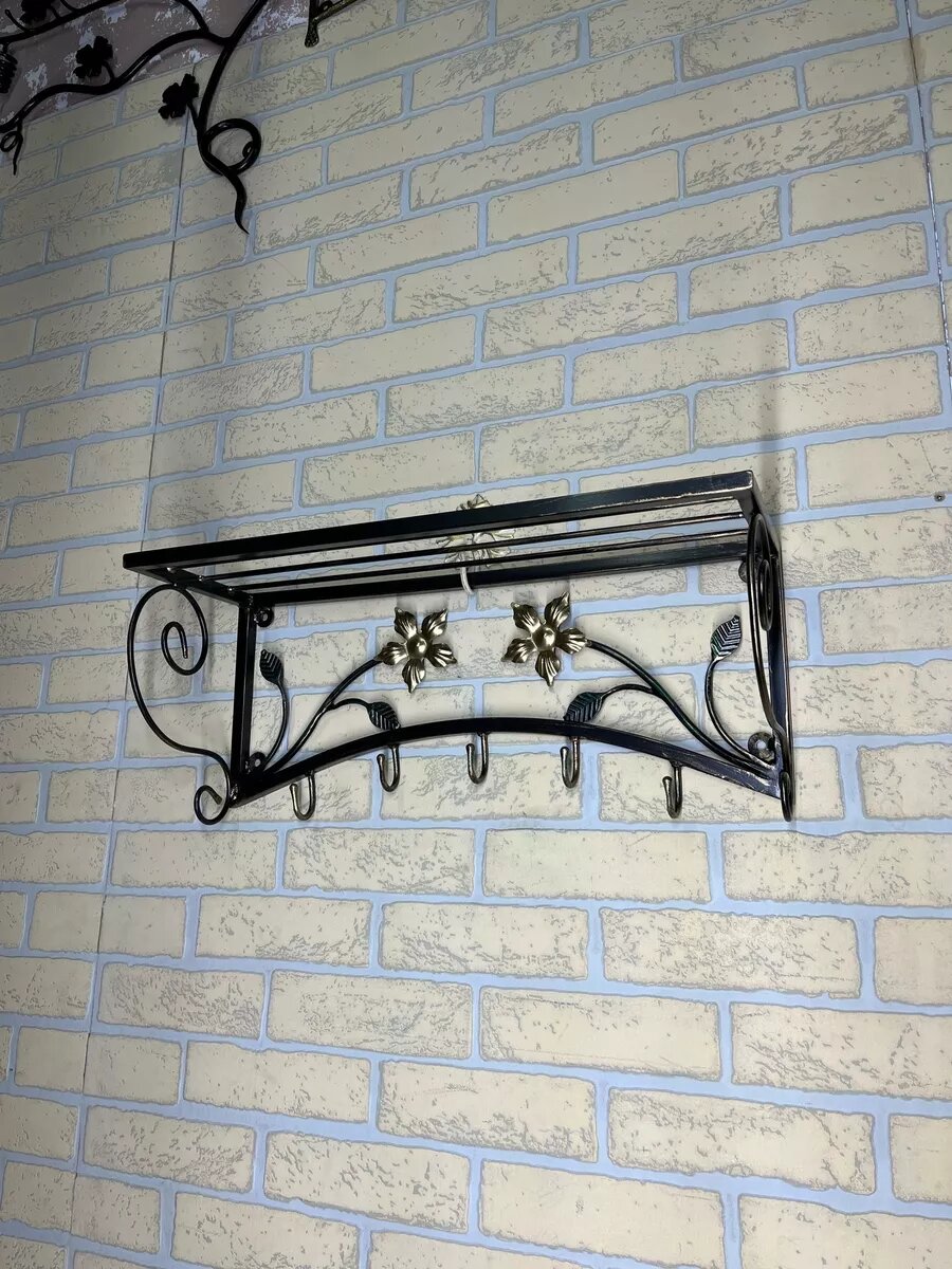 Вешалка настенная, кованая, Студия кованой мебели Нива, цвет зеленый — фото 1