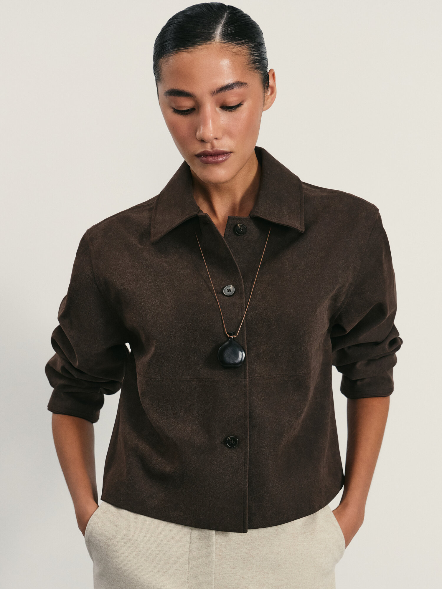 Пиджак Zarina, размер S (RU 44), темно-коричневый