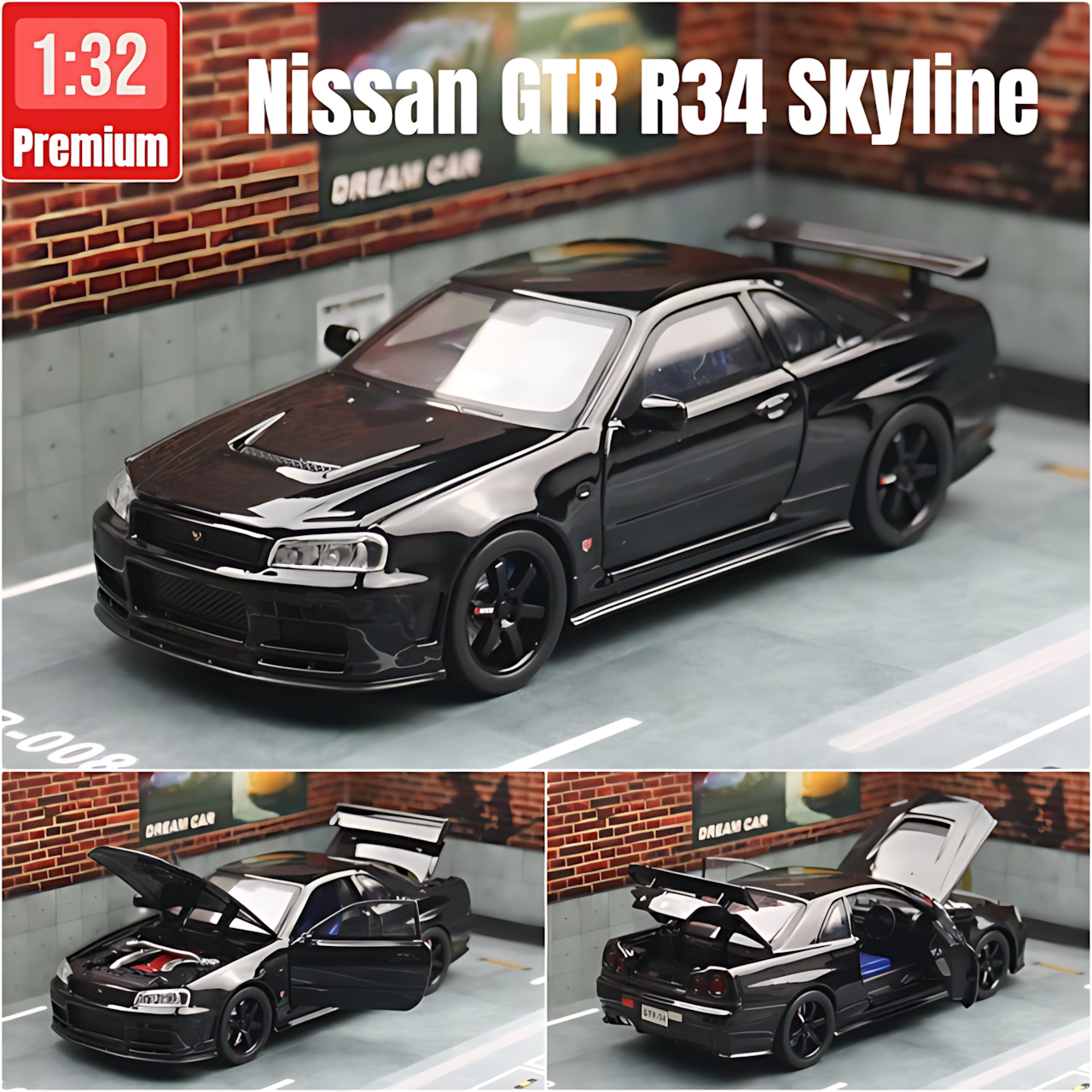 Машинка ChiYuan "Nissan GT-R34 Skyline", заводная, с дверями, 1:32
