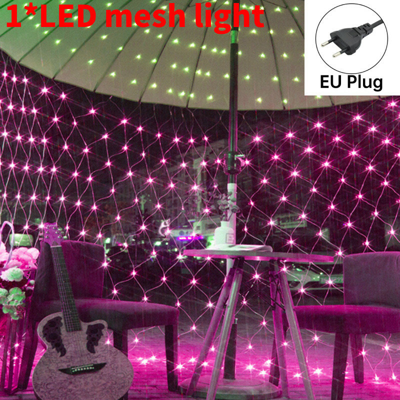 Солнечный светодиодный сетчатый светильник бренд не указан длина 10 м для украшения сада и двора розовый евро