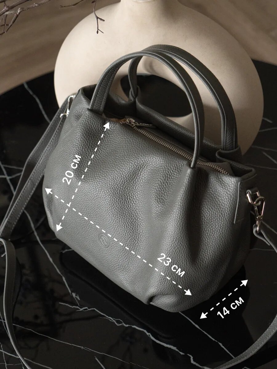 Сумка Paprika Bag Italy, фактура зернистая, серый графит — фото 1