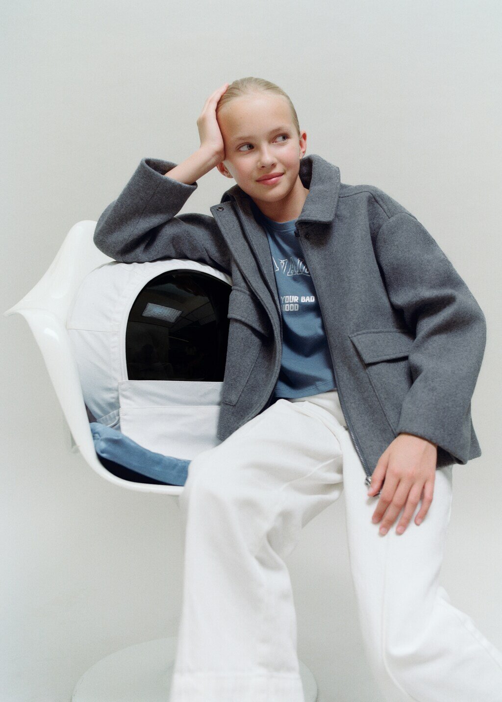 Пальто MANGO CANDY, размер 7, серый