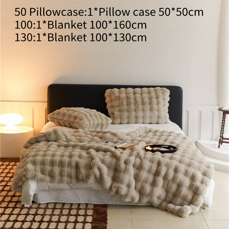 Покрывало тосканский стиль мягкое пузырчатое бархатное толстое тёплое искусственный кролик мех для всех сезонов