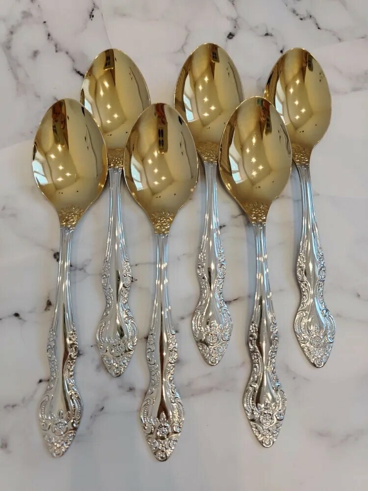 Павловский завод им  Кирова Ложка столовая тройка нтп 6 предм  серебристый  золотой