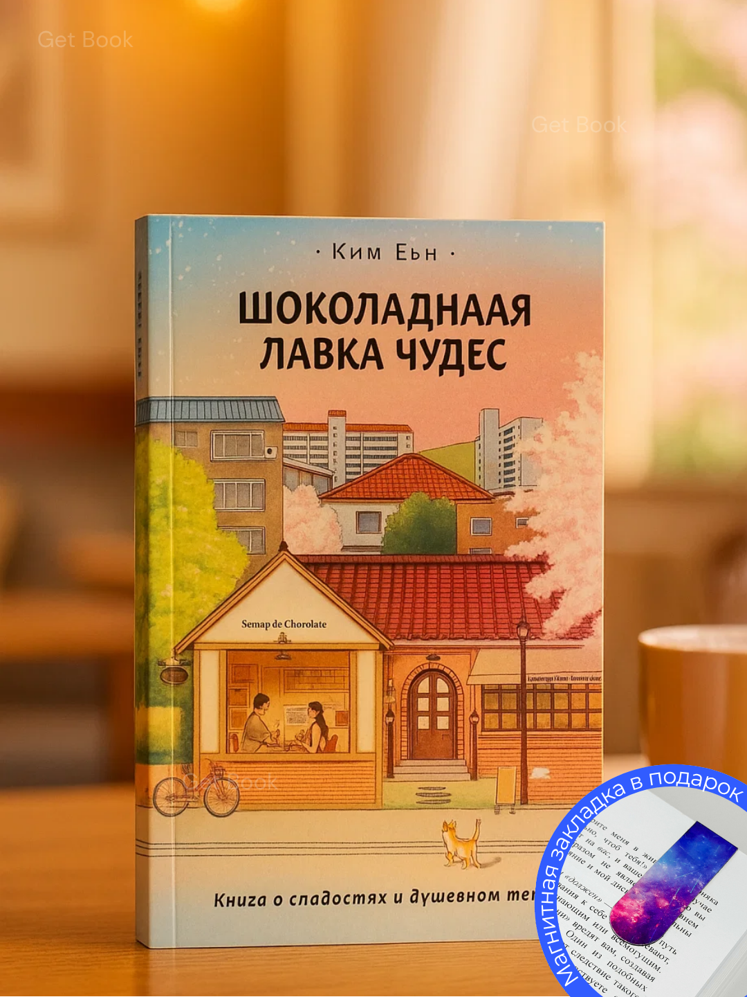 Книга Ким Еын "Шоколадная лавка чудес", современная проза, черно-белая иллюстрация