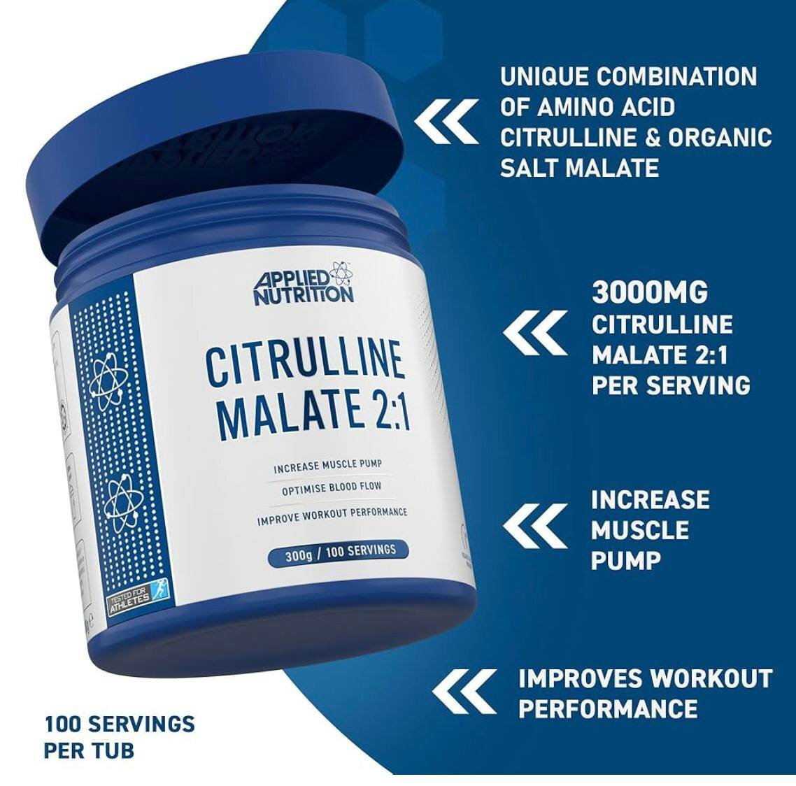 Аминокислота Applied Nutrition, Citrulline Malate, без сахара, без аромата, 300г