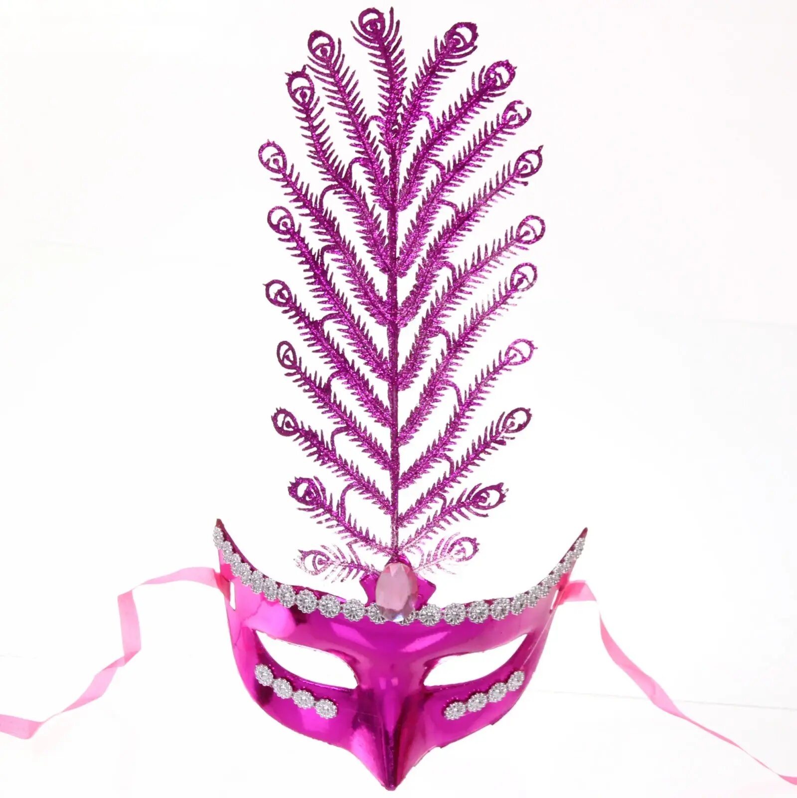 Маска «Королева вдохновения», ярко-розовая, с перьями и стразами, для карнавала