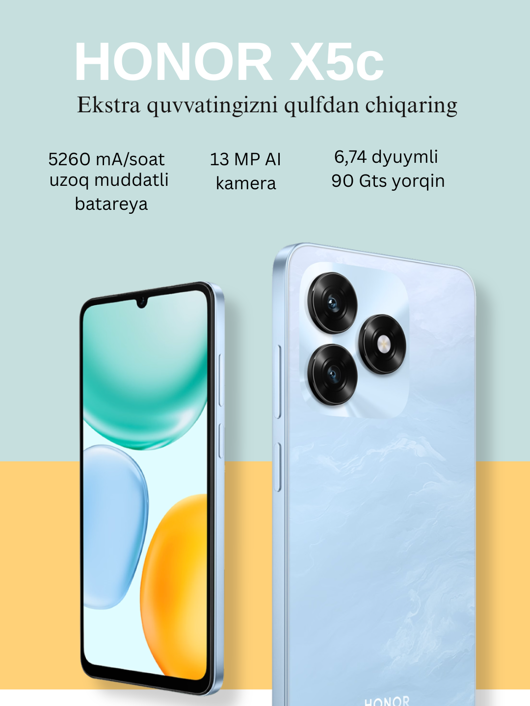 Смартфон Honor X5C Plus Global 4+(4)/128 ГБ, динамический дисплей, Magic Capsule, официальная гарантия, синий