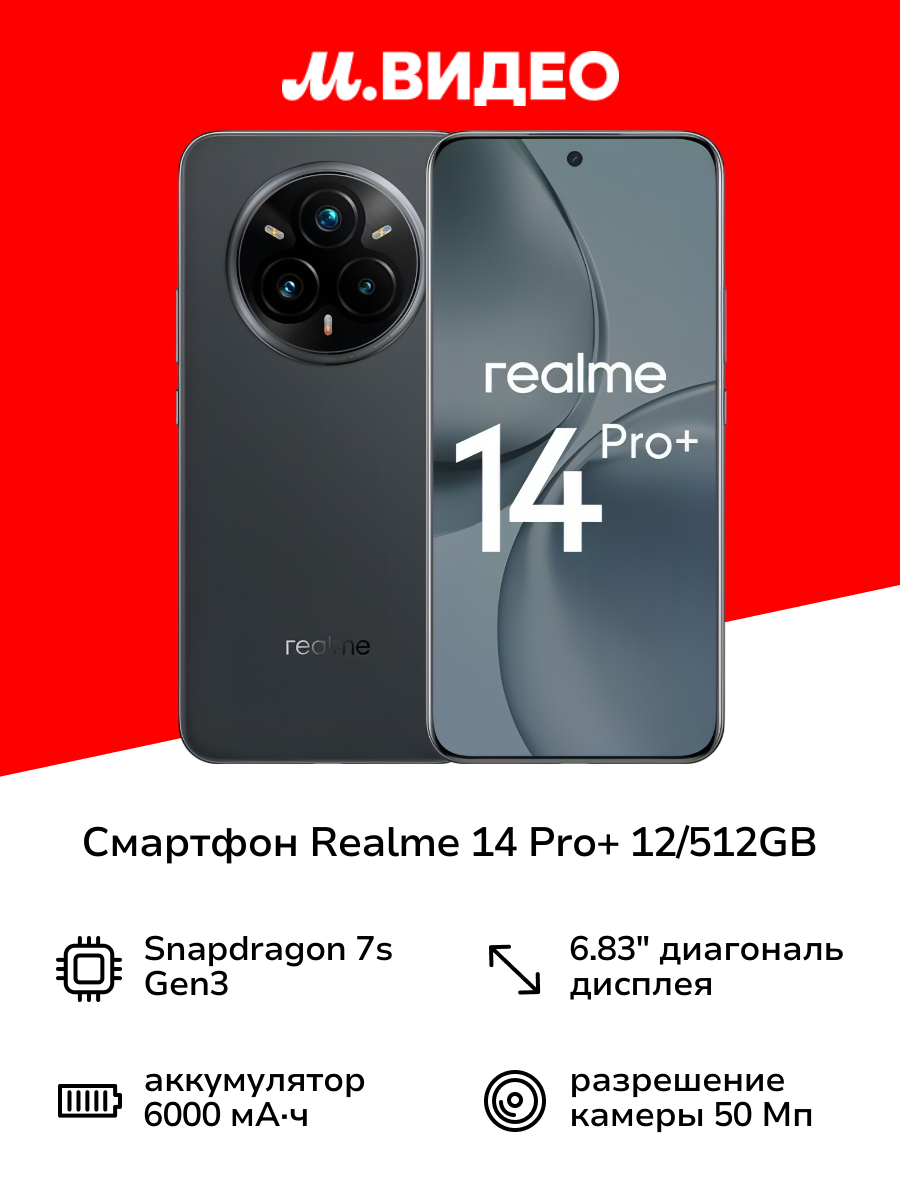 Смартфон realme 14 Pro+ 12/512GB Grey