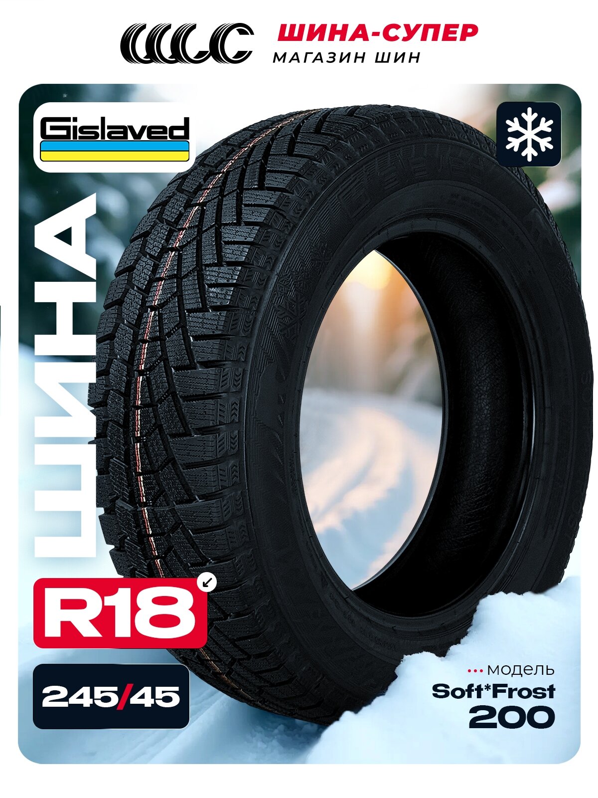 Зимние шины Gislaved Soft*Frost 200 245/45 R18 100T, фрикционные, для легковых автомобилей