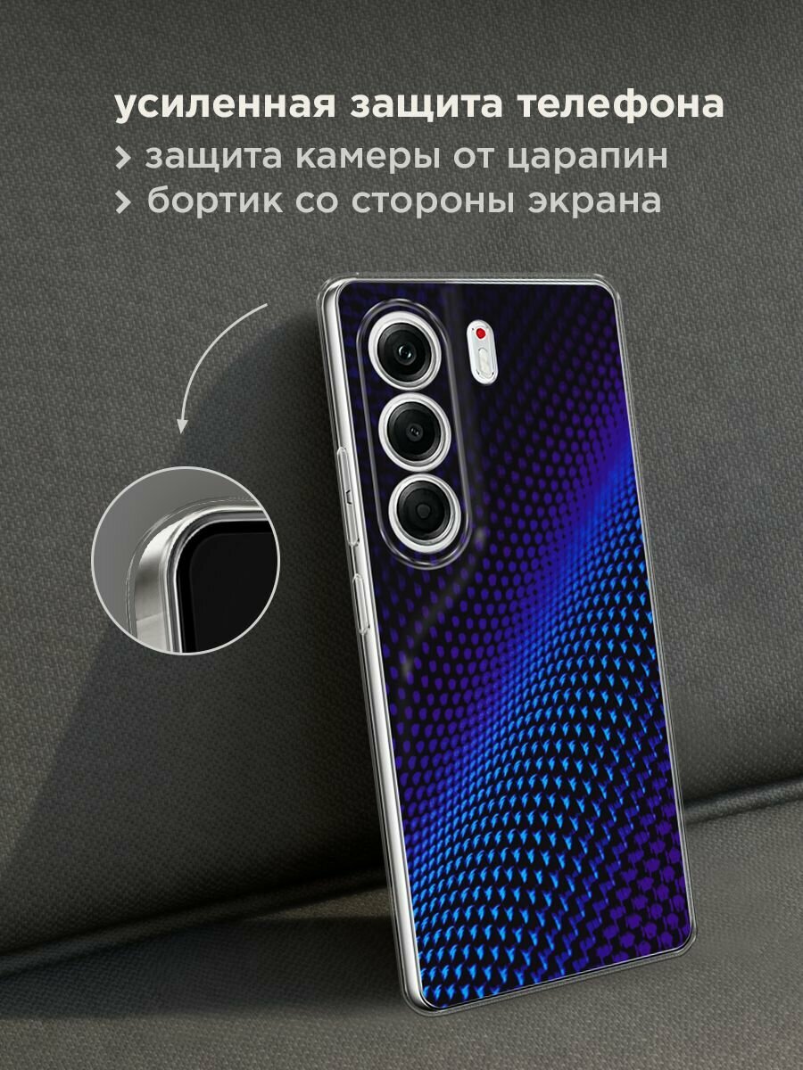Чехол на Tecno Camon 40 Pro 5G / Текно Камон 40 Про 5G с принтом "Синий карбон" — фото 1