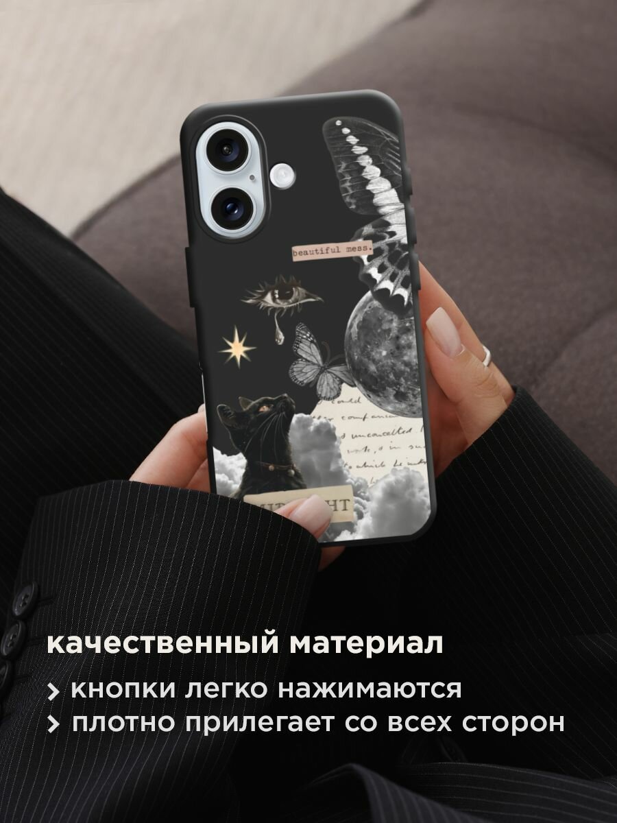 Чехол на Apple iPhone 16 / Айфон 16 с принтом "midnight collage" — фото 1