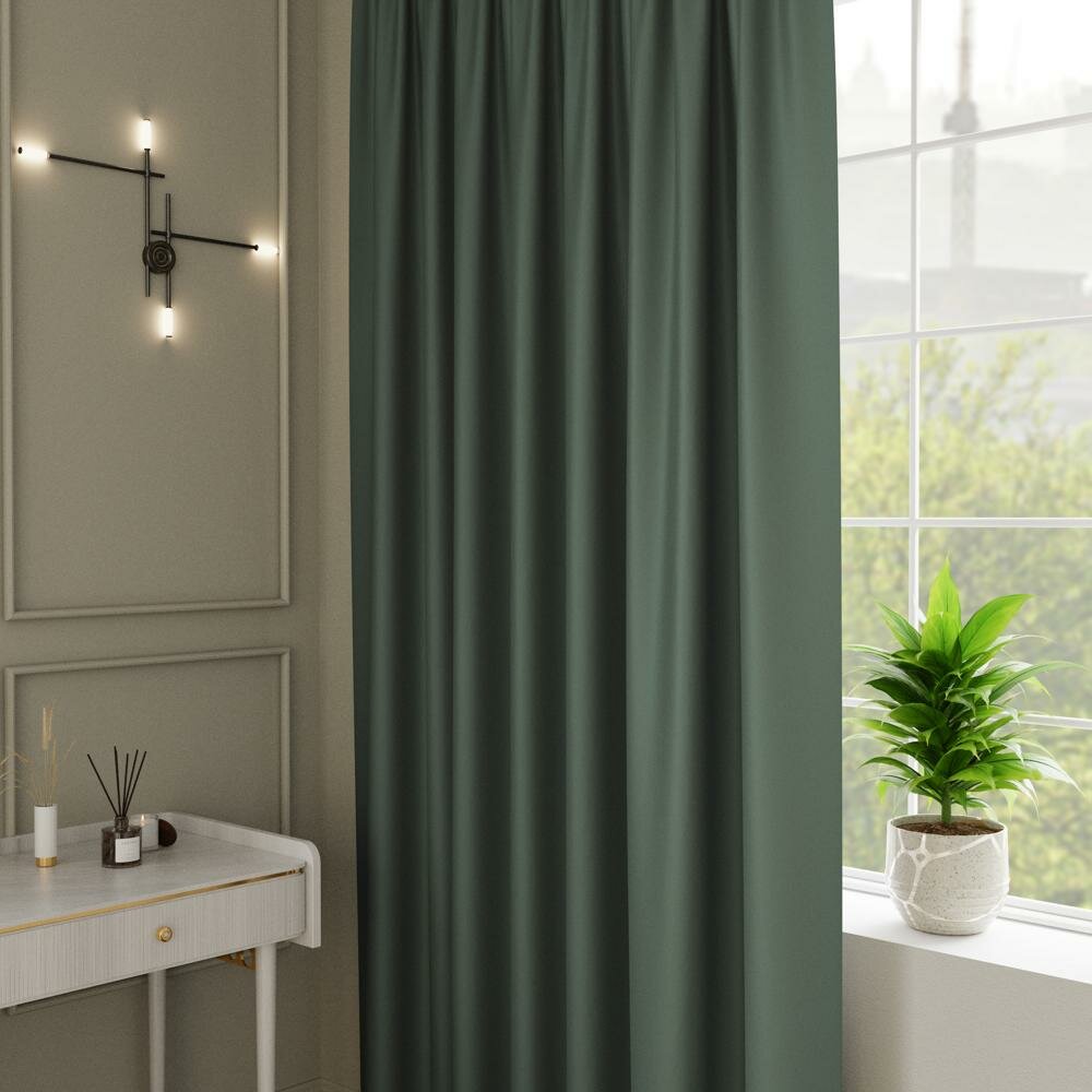 Штора на ленте Dora 200x280 см цвет зеленый