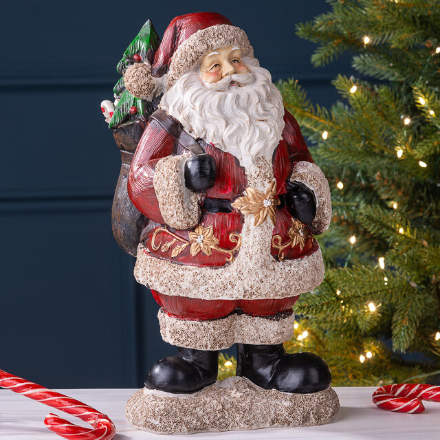 Новогодняя фигурка Санта с елочкой 29 см Due Esse Christmas XNA17004321-2