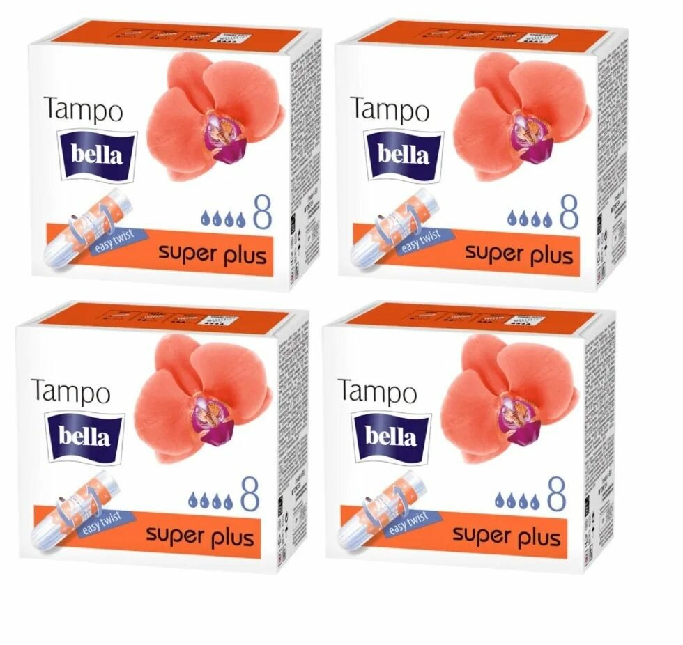 Тампоны Bella Premium Comfort Super Plus, без аппликатора, 8 шт, 4уп.