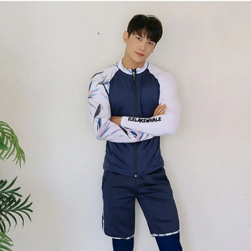 Полные купальные костюмы для женщин купальник с длинным рукавом спортивные костюмы для серфинга комплект спортивной одежды бег трусцой и рашгарды 5 шт L Темно-синий Женский