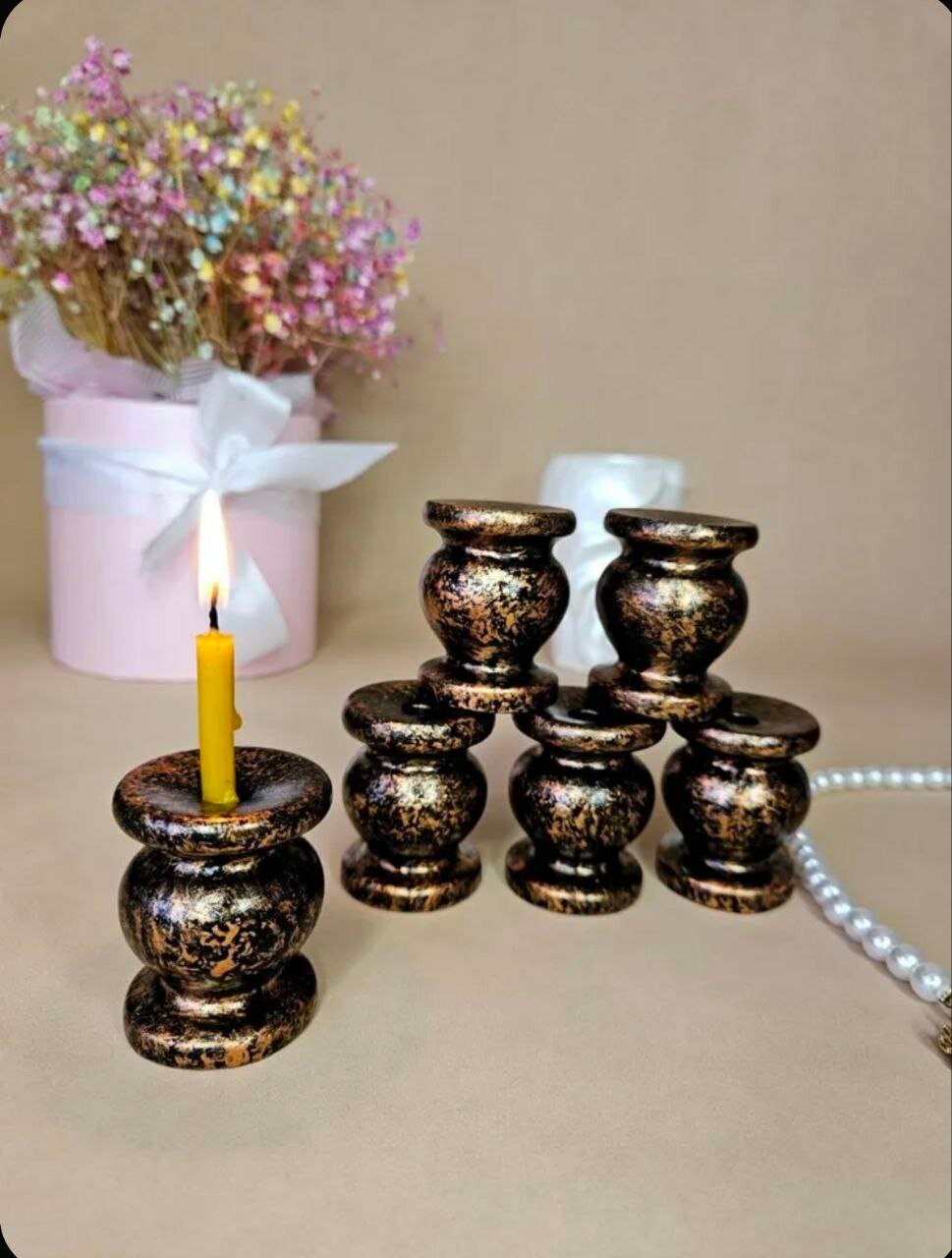 Подсвечник для тонких церковных свечей. Цвет бронза. Для домашнего применения