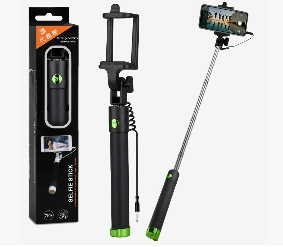 Монопод для селфи Selfie Stick, шнур 78 см, легкий и прочный