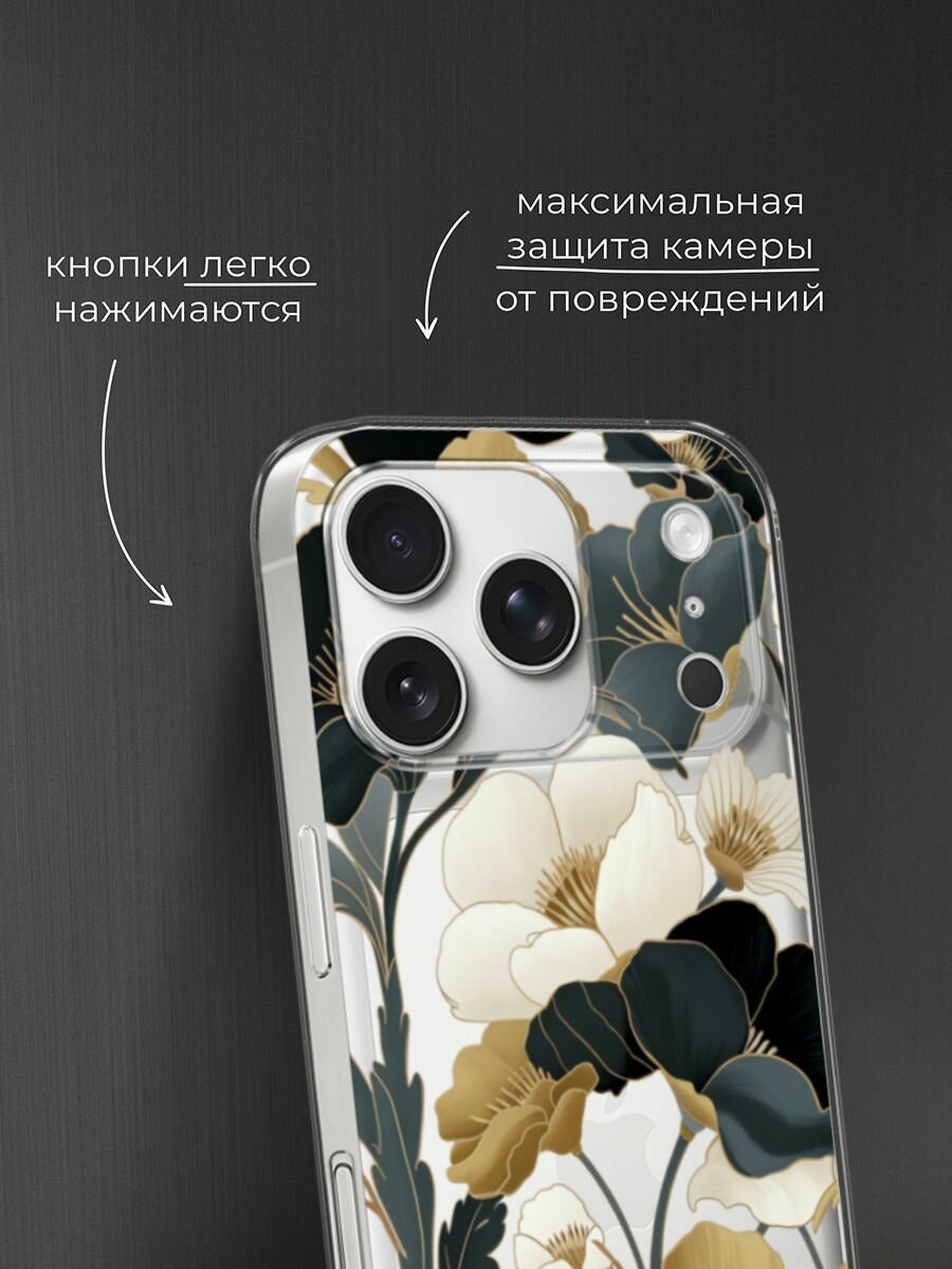 Чехол на Apple iPhone 17 Pro Max / Айфон 17 Про Макс с принтом Золотые цветы — фото 1