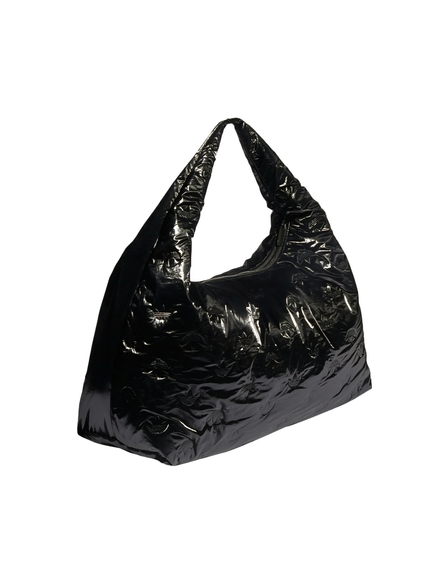 Сумка хобо adidas, фактура перфорированная, лаковая, черный — фото 1