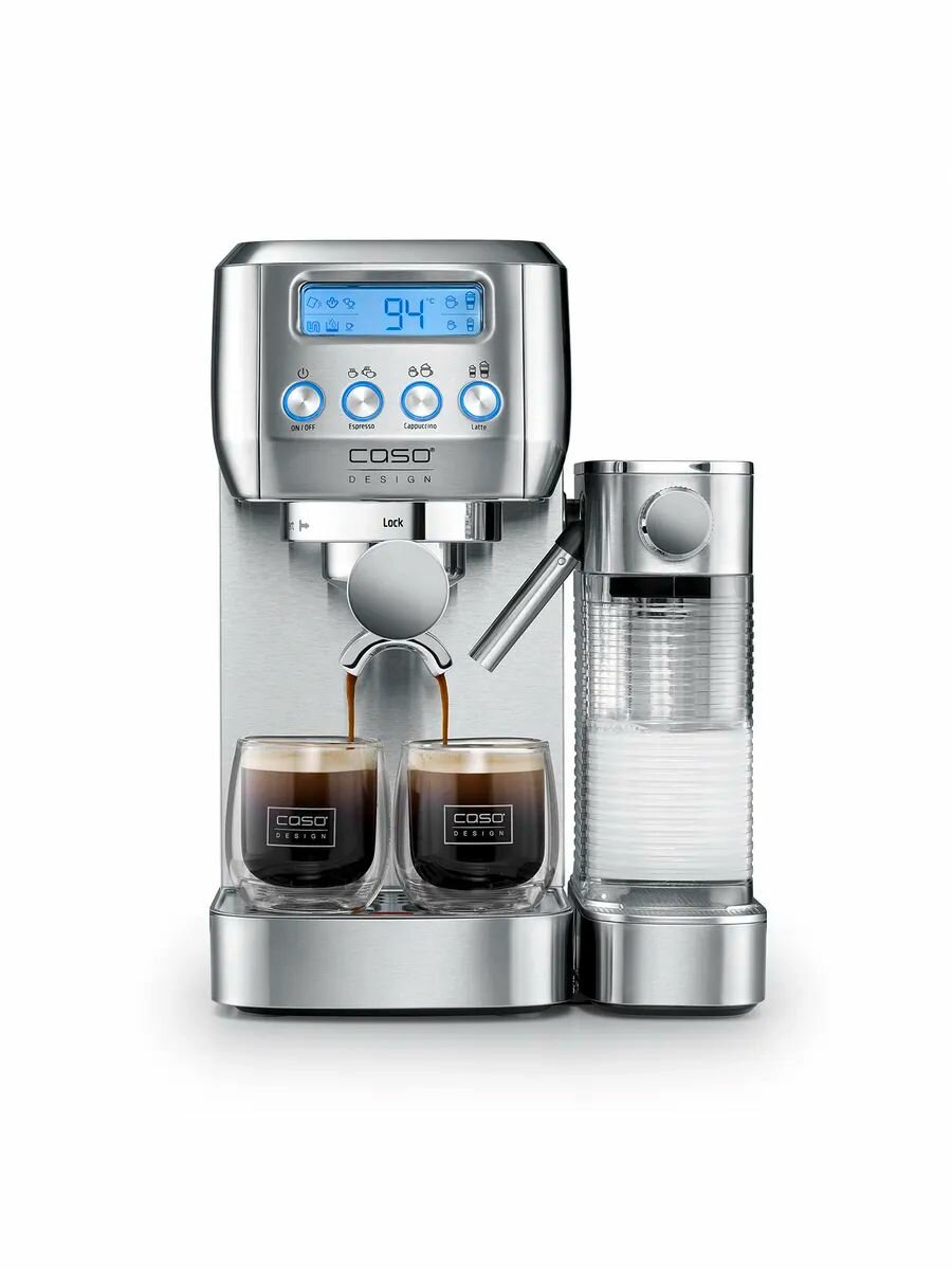 Кофеварка CASO "Espresso Gourmet Latte" для приготовления нескольких видов кофе серебристая