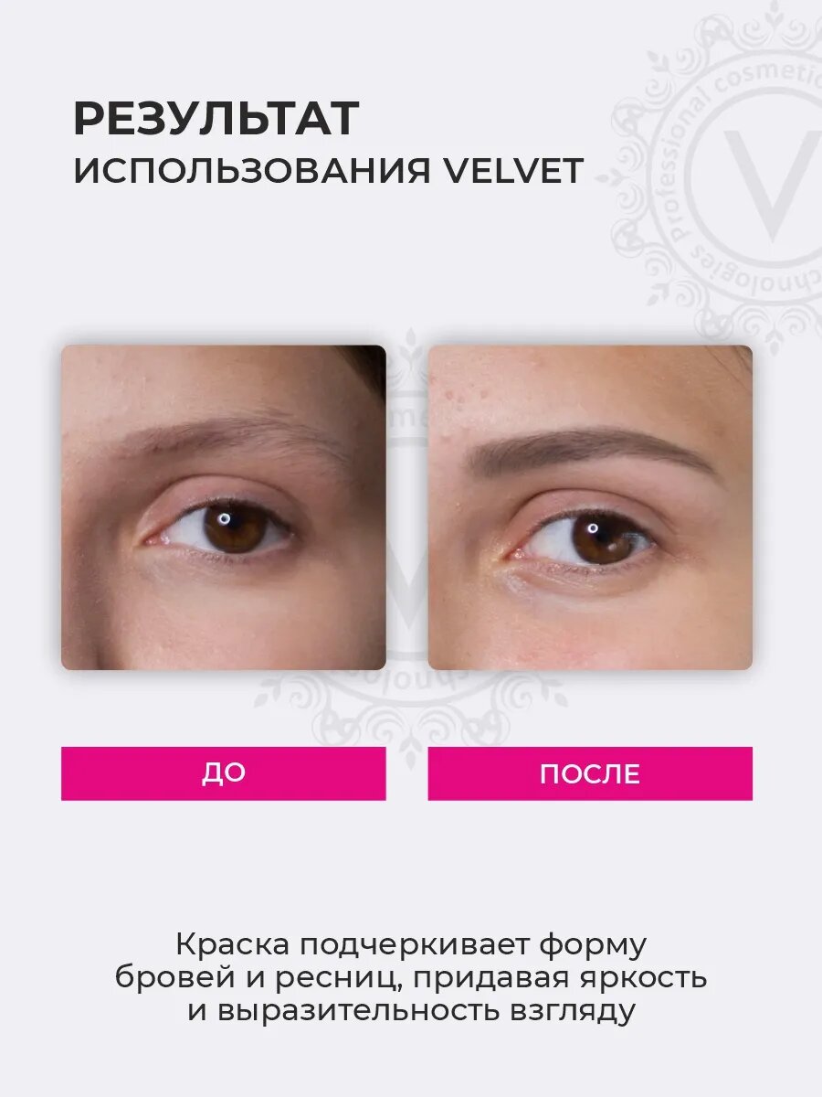 Набор для окрашивания бровей и ресниц VELVET, краска + оксид, графит — фото 1